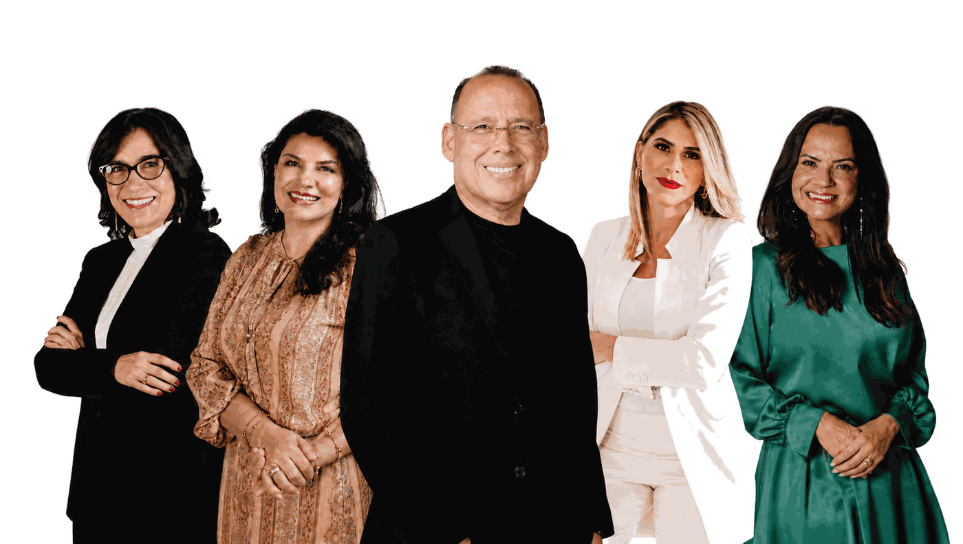 Preletores da Posteridade 2026: Pastora Zanilda Silva, Pastora Márcia Silva, Pastor Aluízio Silva, Pastora Giselle Alves e Pastora Marília Pedroza